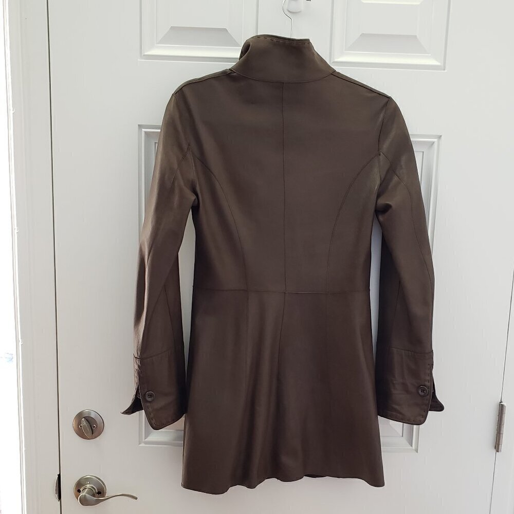 Leather Coat. Size Extra Small.  Brown - Picture 2 of 4